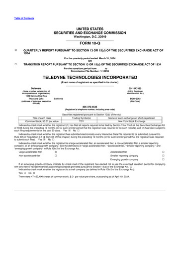 Thumbnail Teledyne Technologies 10-Q Quarterly Report FY2024 