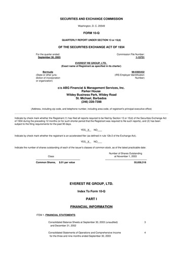 Vorschaubild Everest Group 10-Q Quartalsbericht  