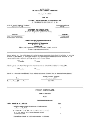 Vorschaubild Everest Group 10-Q Quartalsbericht  