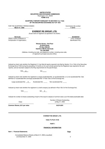 Vorschaubild Everest Group 10-Q Quartalsbericht  