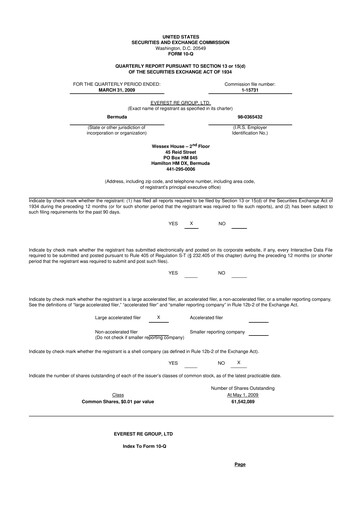 Thumbnail Everest Group 10-Q Quarterly Report FY 
