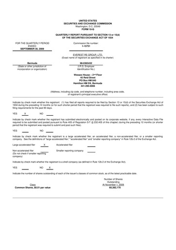 Thumbnail Everest Group 10-Q Quarterly Report FY 