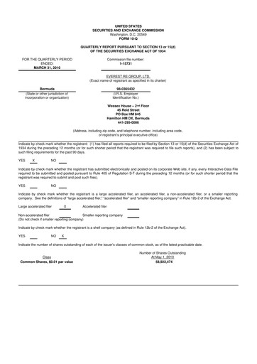 Thumbnail Everest Group 10-Q Quarterly Report FY 