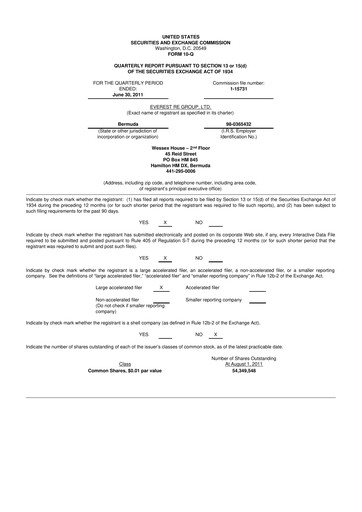 Thumbnail Everest Group 10-Q Quarterly Report FY 