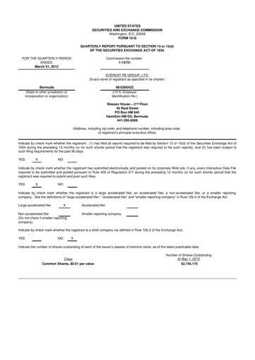 Thumbnail Everest Group 10-Q Quarterly Report FY 