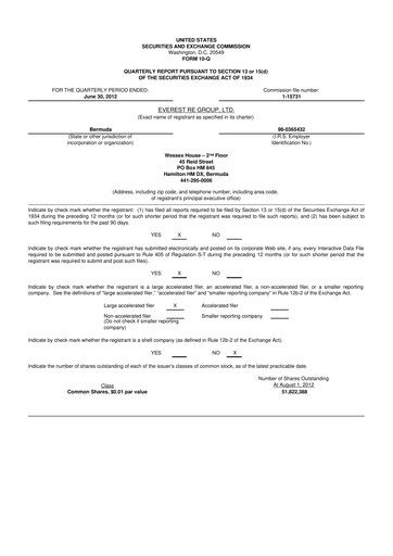 Thumbnail Everest Group 10-Q Quarterly Report FY 