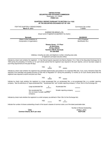 Thumbnail Everest Group 10-Q Quarterly Report FY 