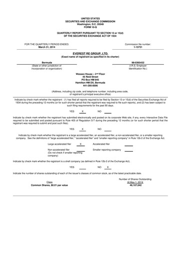 Thumbnail Everest Group 10-Q Quarterly Report FY 