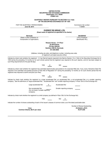 Thumbnail Everest Group 10-Q Quarterly Report FY 
