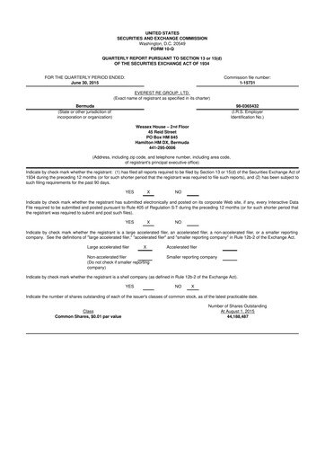 Thumbnail Everest Group 10-Q Quarterly Report FY 