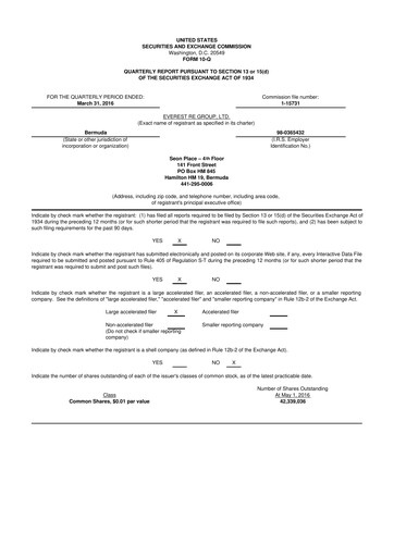Thumbnail Everest Group 10-Q Quarterly Report FY 