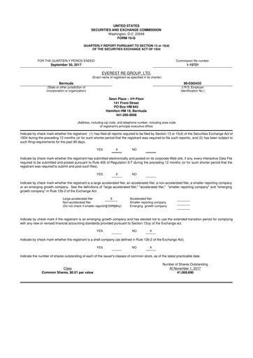 Thumbnail Everest Group 10-Q Quarterly Report FY 