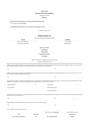 Vorschaubild Everest Group 10-Q Quartalsbericht 2020 