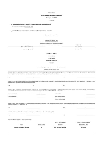 Vorschaubild Everest Group 10-Q Quartalsbericht 2021 