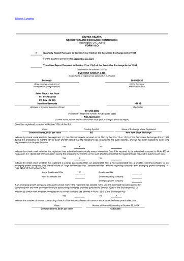 Vorschaubild Everest Group 10-Q Quartalsbericht 2024 