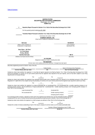Thumbnail Everest Group 10-Q Quarterly Report FY2026 
