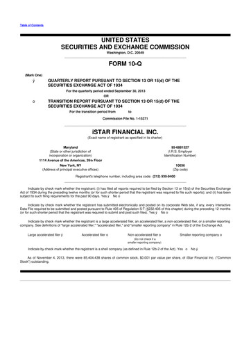 Thumbnail Safehold
 10-Q Quarterly Report FY2013 
