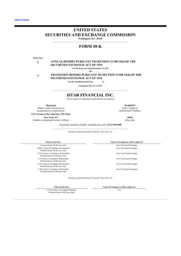 Thumbnail Safehold
 10-K Annual Report 2013