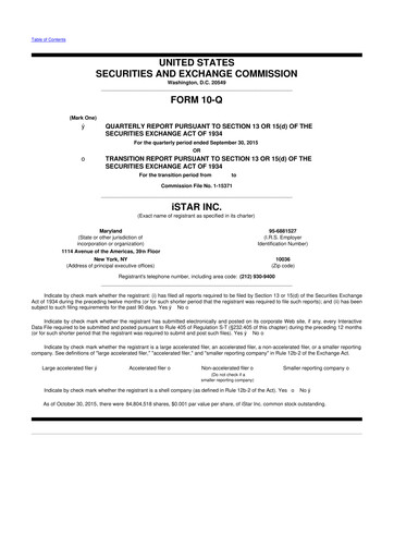Thumbnail Safehold
 10-Q Quarterly Report FY2015 