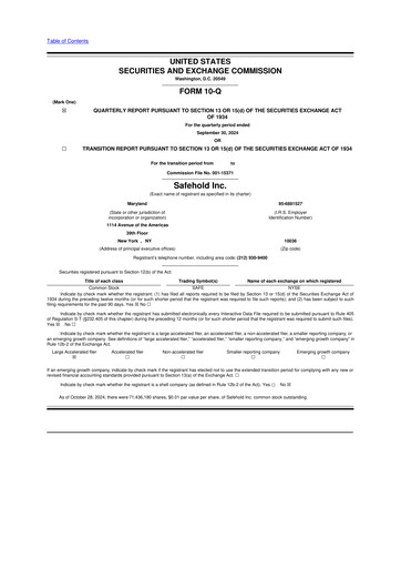 Thumbnail Safehold
 10-Q Quarterly Report FY2024 