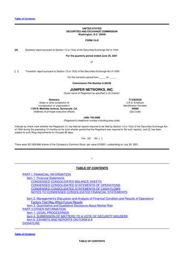 Thumbnail Juniper Networks
 10-Q Quarterly Report FY 