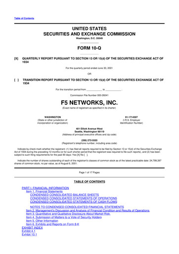Vorschaubild F5 10-Q Quartalsbericht  