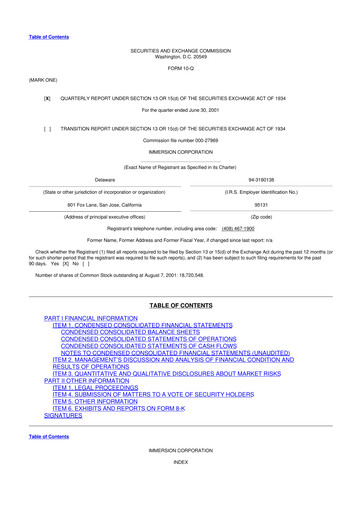 Thumbnail Immersion Corporation
 10-Q Quarterly Report FY 