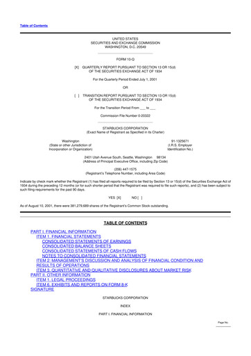 Thumbnail Starbucks 10-Q Quarterly Report FY 