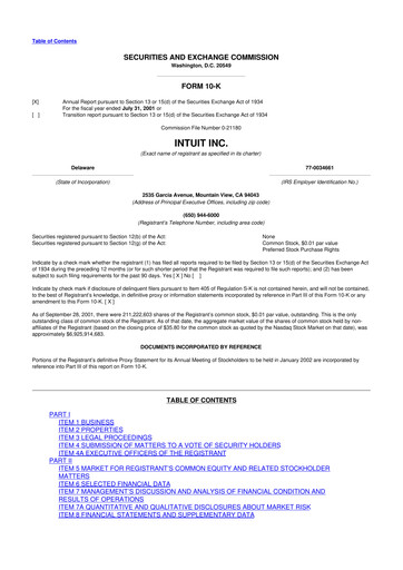 Thumbnail Intuit 10-K Annual Report 2001