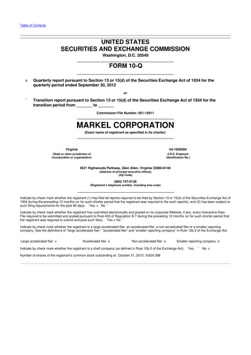 Thumbnail Markel Group 10-Q Quarterly Report FY2012 