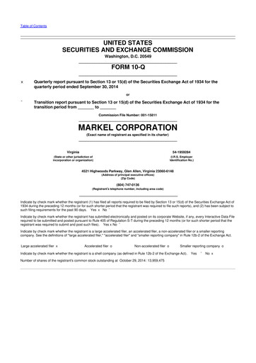 Thumbnail Markel Group 10-Q Quarterly Report FY2014 