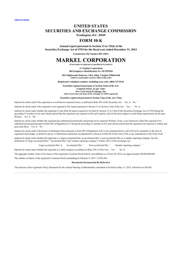 Thumbnail Markel Group 10-K Annual Report 2014