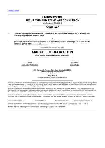 Thumbnail Markel Group 10-Q Quarterly Report FY2016 