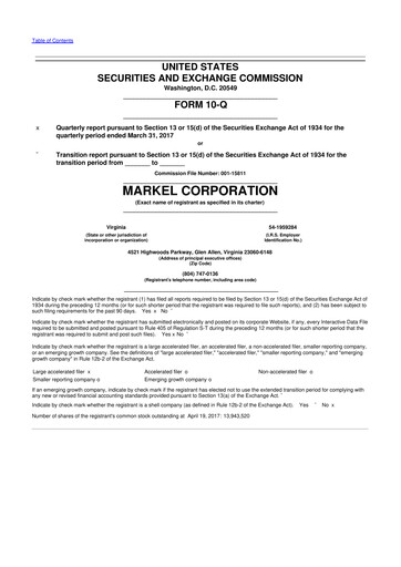 Thumbnail Markel Group 10-Q Quarterly Report FY2017 