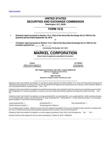 Thumbnail Markel Group 10-Q Quarterly Report FY2018 