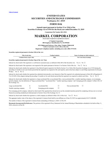 Thumbnail Markel Group 10-K Annual Report 2019