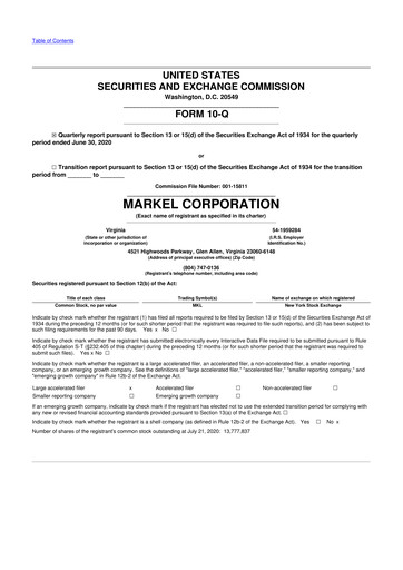 Thumbnail Markel Group 10-Q Quarterly Report FY2020 