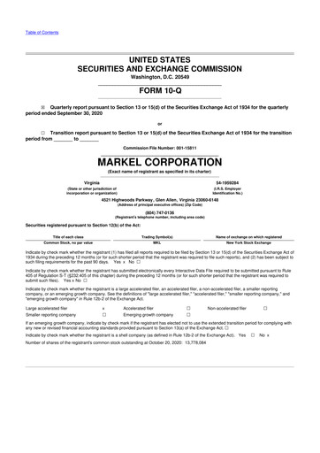 Thumbnail Markel Group 10-Q Quarterly Report FY2020 