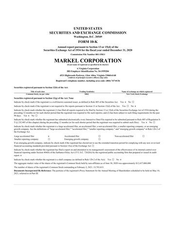 Thumbnail Markel Group 10-K Annual Report 2020