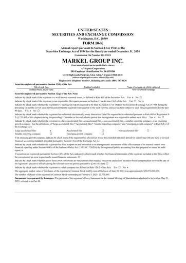 Thumbnail Markel Group 10-K Annual Report 2024