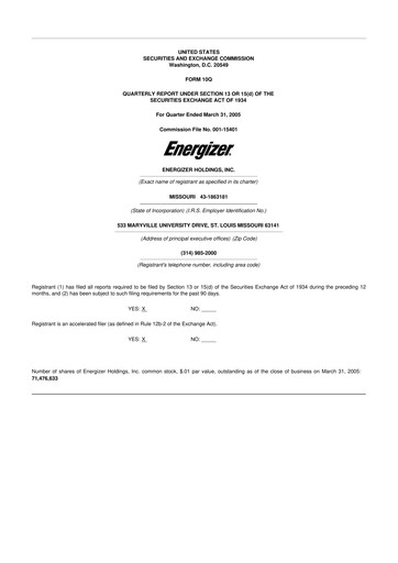 Thumbnail Edgewell Personal Care
 10-Q Quarterly Report FY 