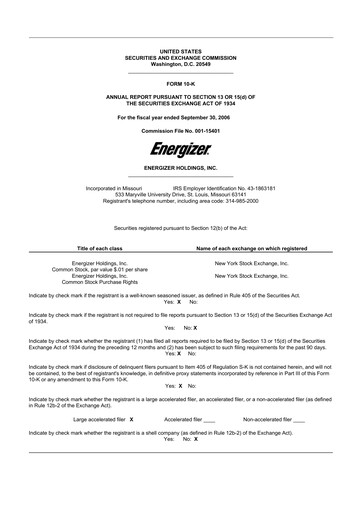 Thumbnail Edgewell Personal Care
 10-K Annual Report 