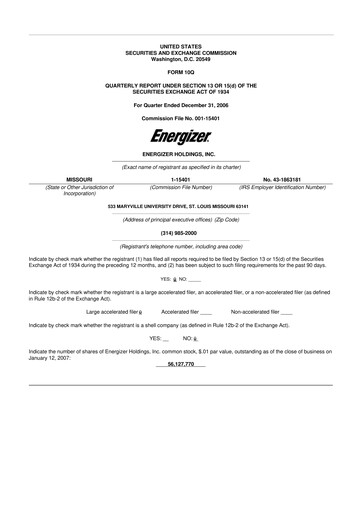 Thumbnail Edgewell Personal Care
 10-Q Quarterly Report FY 