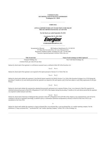 Thumbnail Edgewell Personal Care
 10-K Annual Report 2011