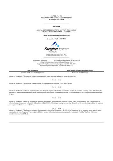 Thumbnail Edgewell Personal Care
 10-K Annual Report 2014