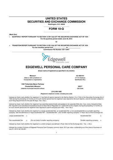 Thumbnail Edgewell Personal Care
 10-Q Quarterly Report FY2015 
