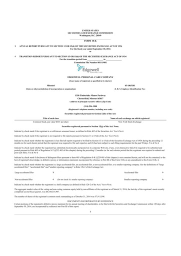 Thumbnail Edgewell Personal Care
 10-K Annual Report 2016