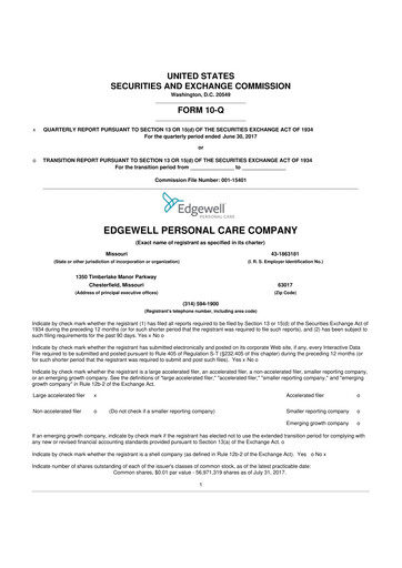 Thumbnail Edgewell Personal Care
 10-Q Quarterly Report FY2017 