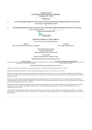 Thumbnail Edgewell Personal Care
 10-K Annual Report 2018