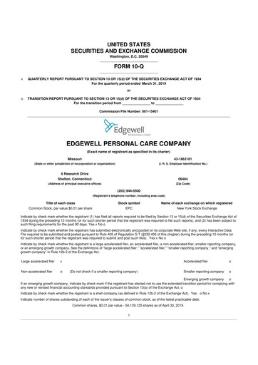 Thumbnail Edgewell Personal Care
 10-Q Quarterly Report FY2019 